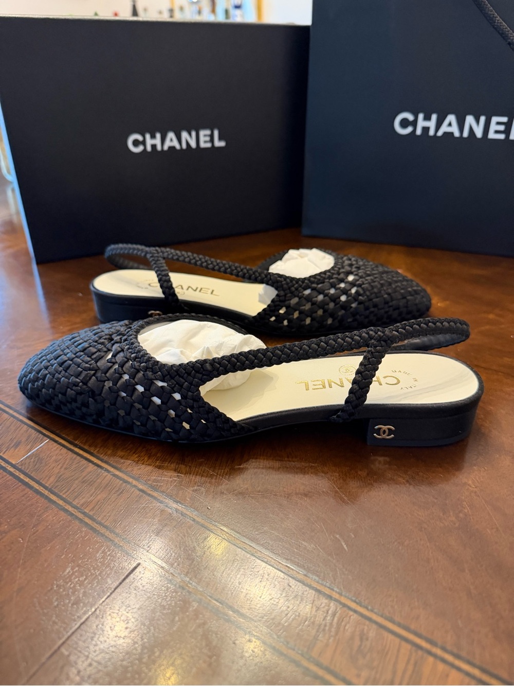 Chanel Black Silk Woven Slingback Flat Cruise 2026 - Picture 2 of 5